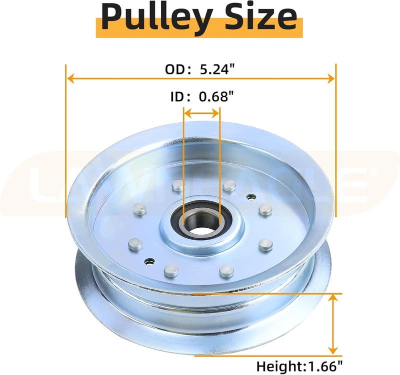 LANEAGLE 2 Pack GY20629 Idler Pulley Replaces GY20629 John Deere GY20629 Idler Pulley, GY22082 John Deere GY22082 Idler Pulley, GY20110 Pulley, Cub Cadet 756-05034A Idler Pulley 756 05034A, 756-05034 - Image 3